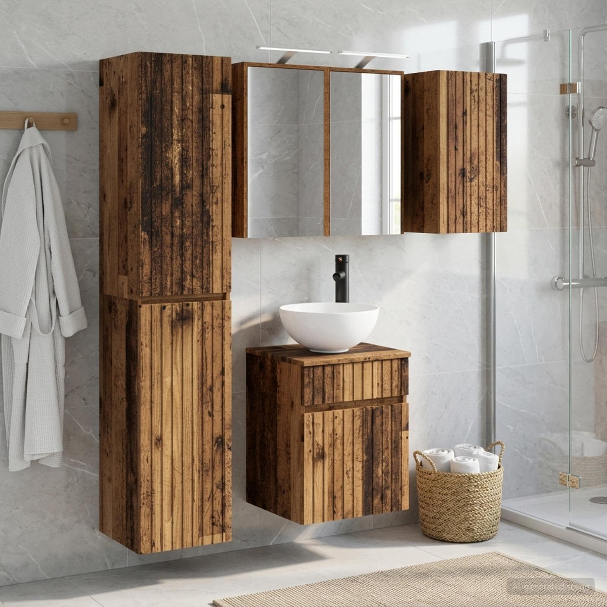 vidaXL Bathroom Cabinet Set 5 pcs Old Wood Engineered Wood