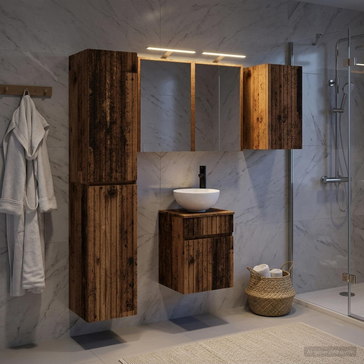vidaXL Bathroom Cabinet Set 5 pcs Old Wood Engineered Wood