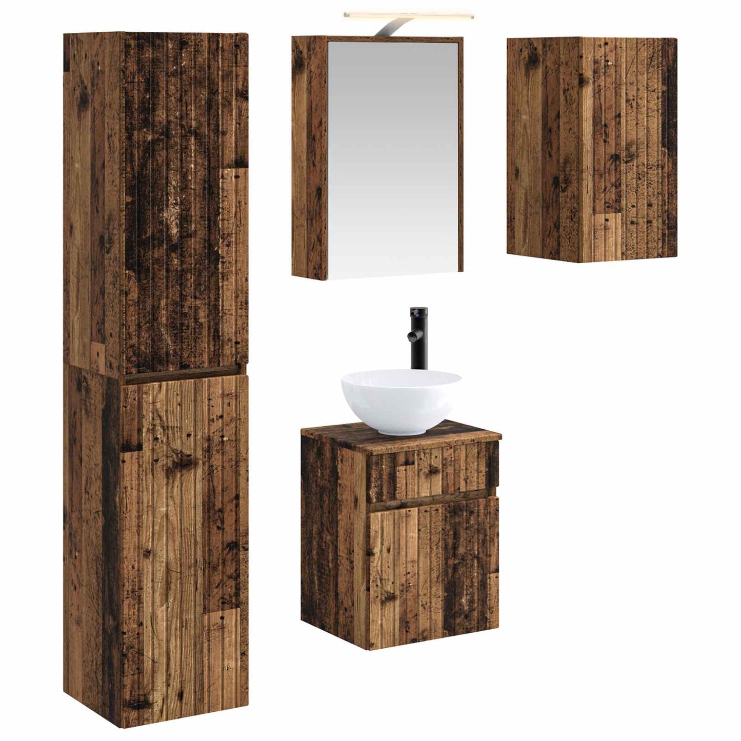 vidaXL Bathroom Cabinet Set 5 pcs Old Wood 43 x 16 x 62.5 cm