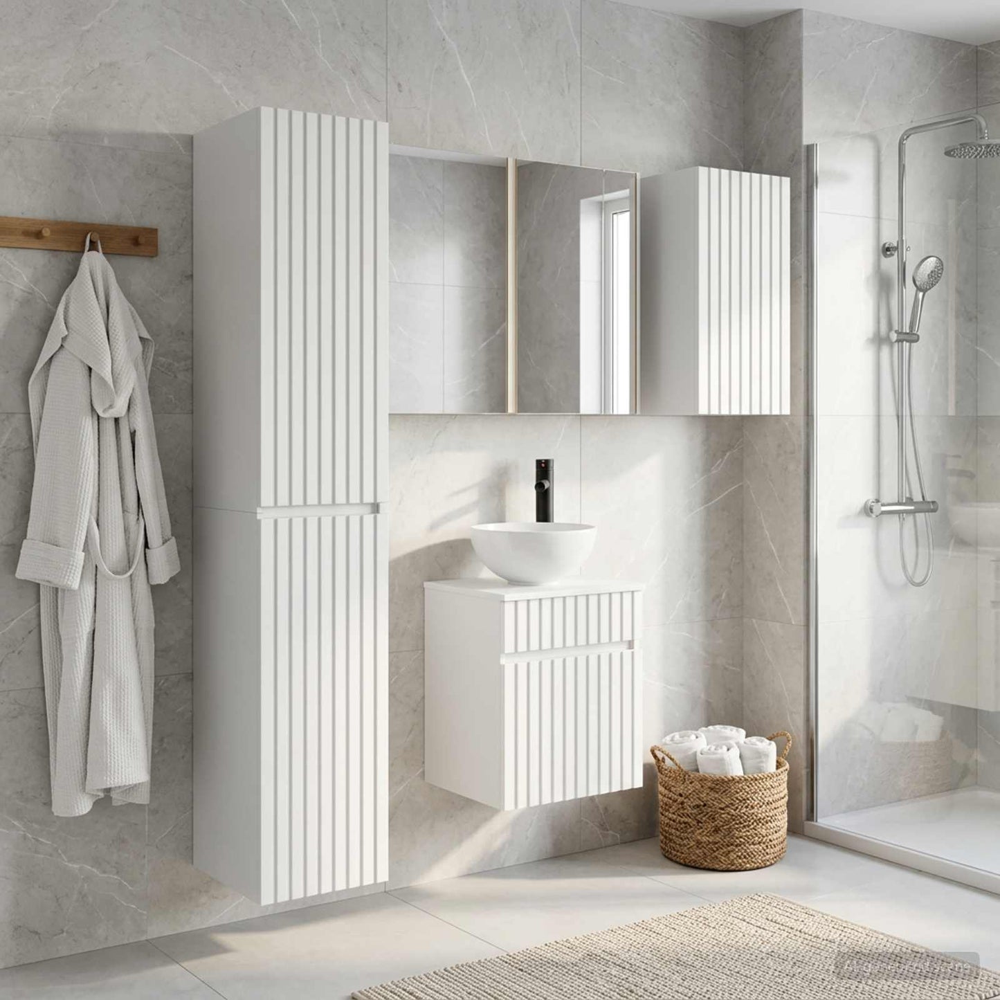 vidaXL Bathroom Cabinet Set 5 pcs White Engineered Wood