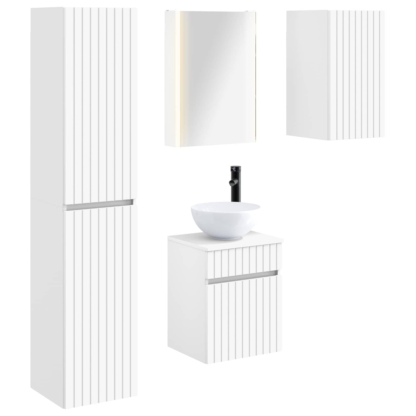 vidaXL Bathroom Cabinet Set 5 pcs White 43 x 11.5 x 60.5 cm