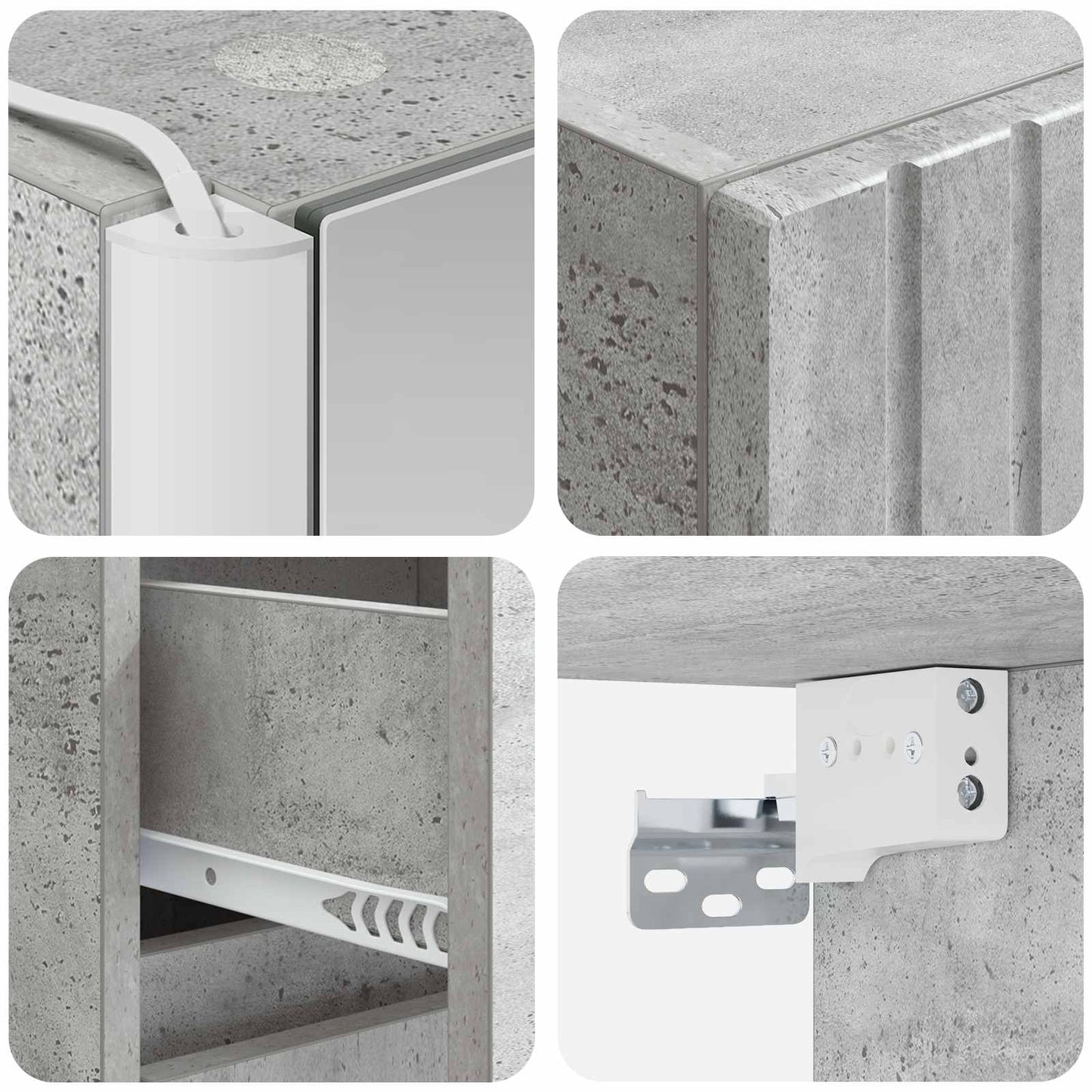 vidaXL Bathroom Cabinet Set 5 pcs Concrete Grey 43 x 11.5 x 60.5 cm
