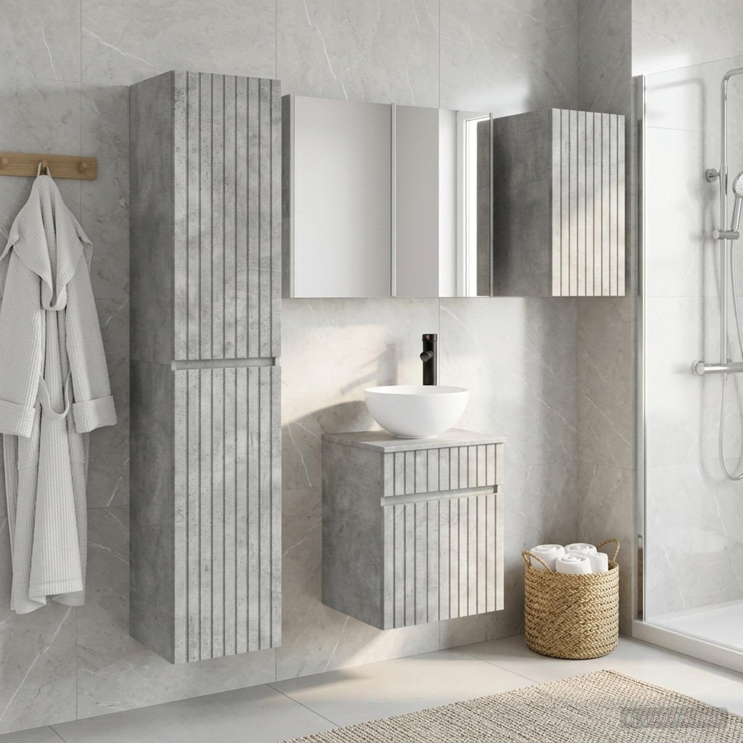 vidaXL Bathroom Cabinet Set 5 pcs Concrete Grey Engineered Wood