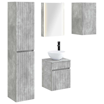 vidaXL Bathroom Cabinet Set 5 pcs Concrete Grey 43 x 11.5 x 60.5 cm