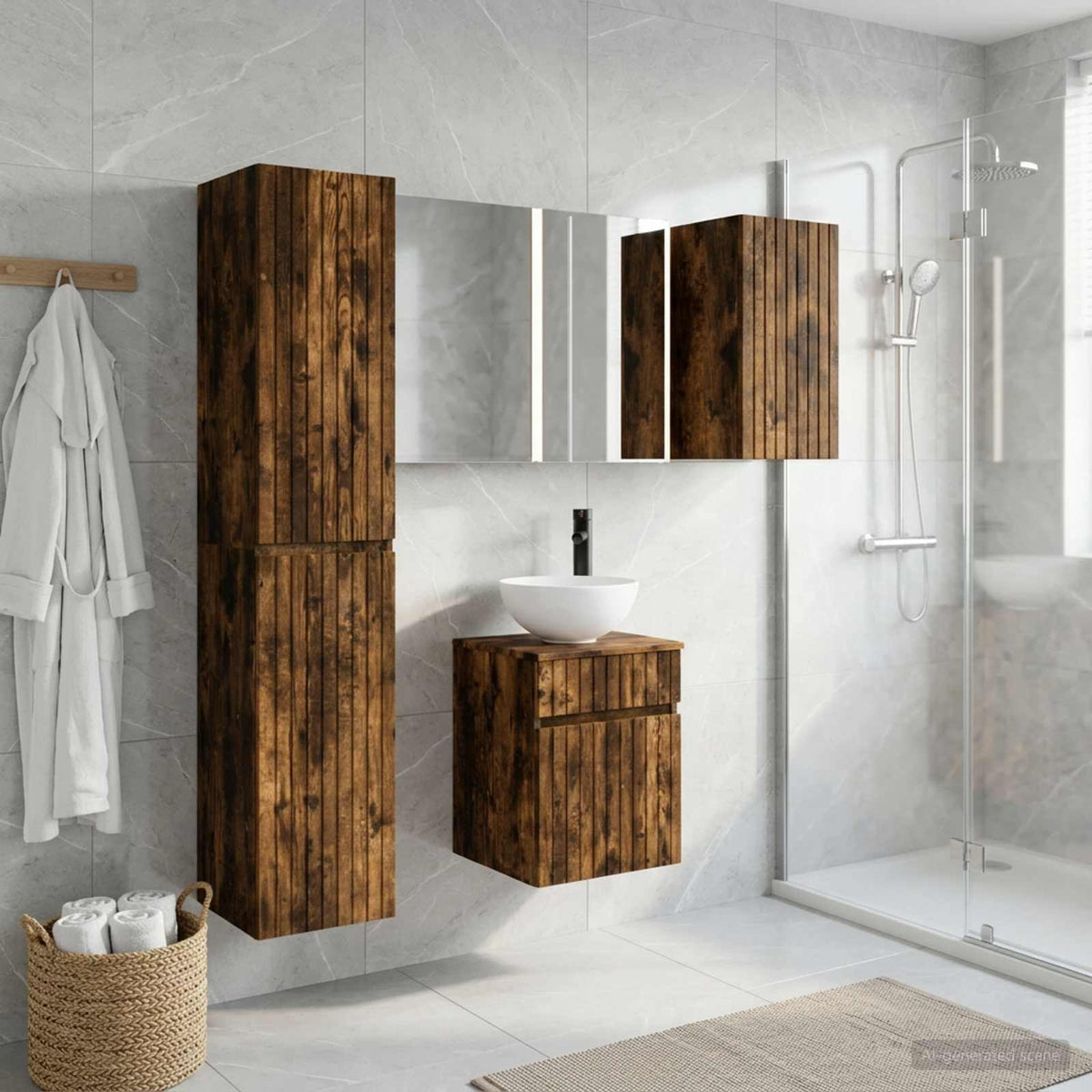 vidaXL Bathroom Cabinet Set 5 pcs Smoked Oak Engineered Wood