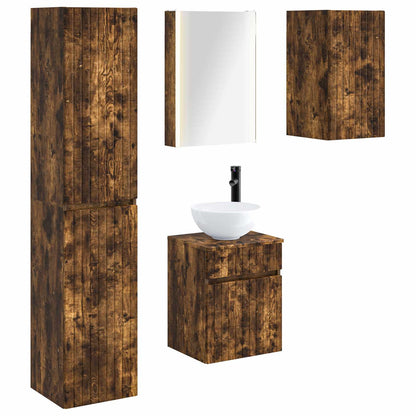 vidaXL Bathroom Cabinet Set 5 pcs Smoked Oak 43 x 11.5 x 60.5 cm