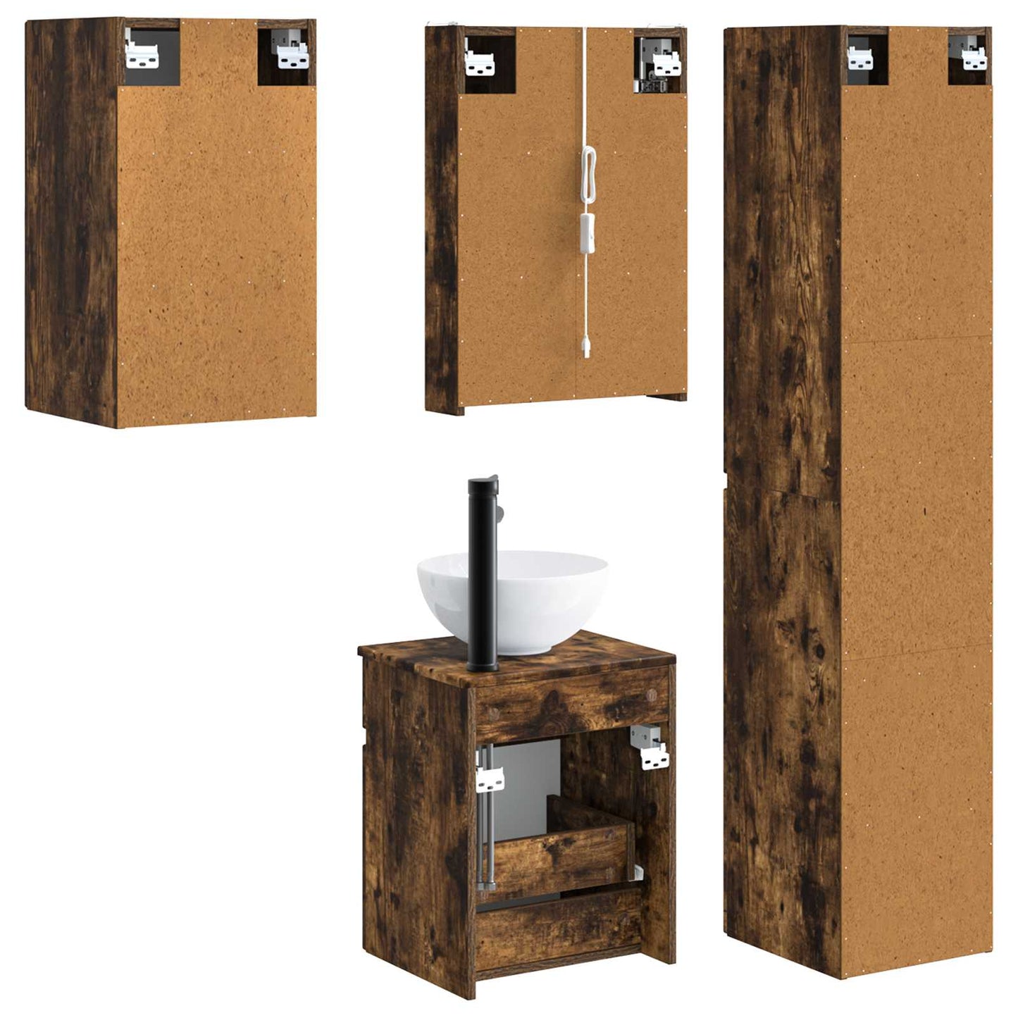 vidaXL Bathroom Cabinet Set 5 pcs Smoked Oak 43 x 11.5 x 60.5 cm