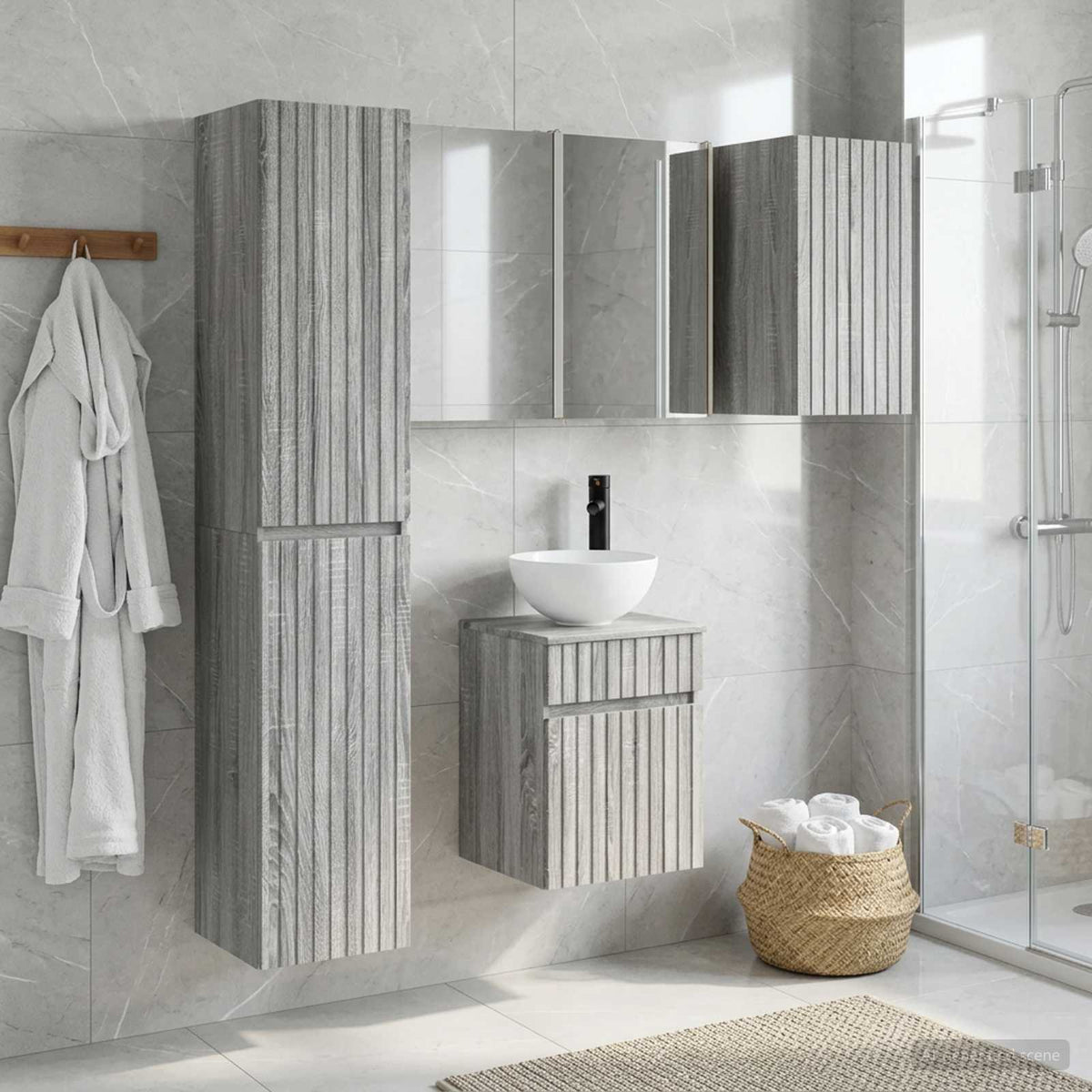 vidaXL Bathroom Cabinet Set 5 pcs Grey Sonoma Engineered Wood