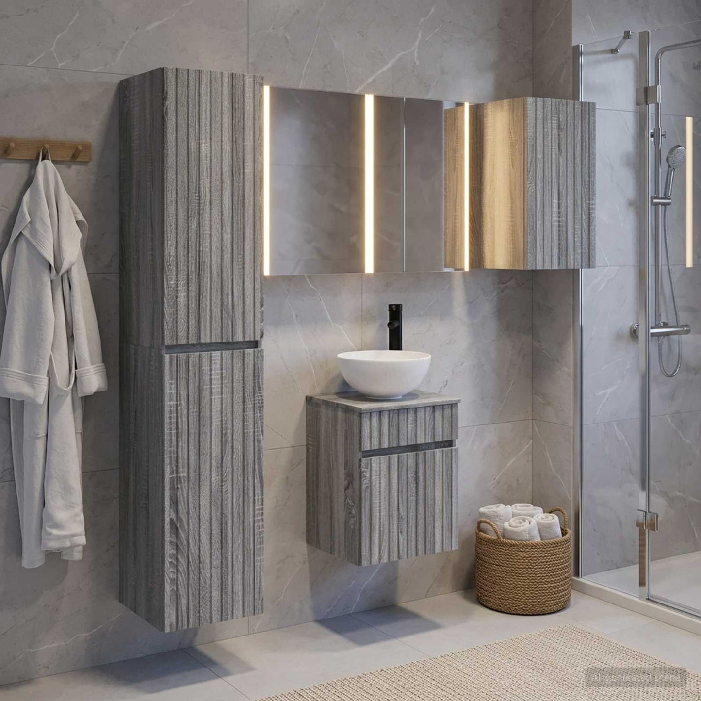 vidaXL Bathroom Cabinet Set 5 pcs Grey Sonoma Engineered Wood