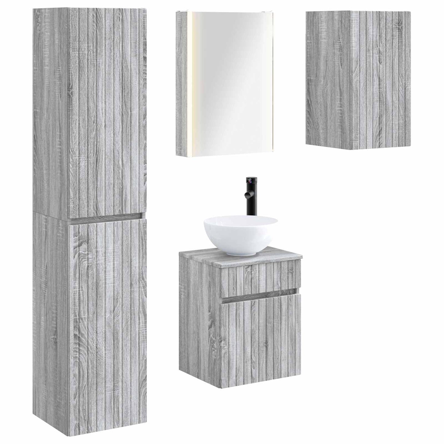 vidaXL Bathroom Cabinet Set 5 pcs Grey Sonoma 43 x 11.5 x 60.5 cm