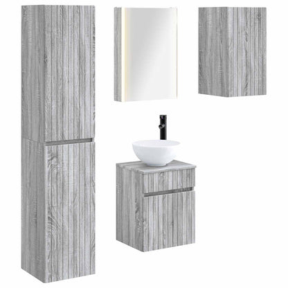 vidaXL Bathroom Cabinet Set 5 pcs Grey Sonoma 43 x 11.5 x 60.5 cm