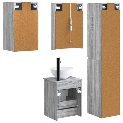 vidaXL Bathroom Cabinet Set 5 pcs Grey Sonoma 43 x 11.5 x 60.5 cm