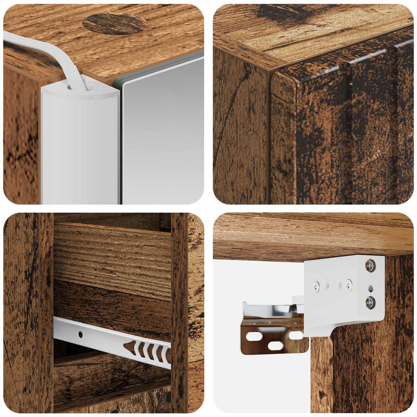 vidaXL Bathroom Cabinet Set 5 pcs Old Wood 43 x 11.5 x 60.5 cm
