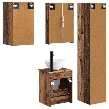vidaXL Bathroom Cabinet Set 5 pcs Old Wood 43 x 11.5 x 60.5 cm