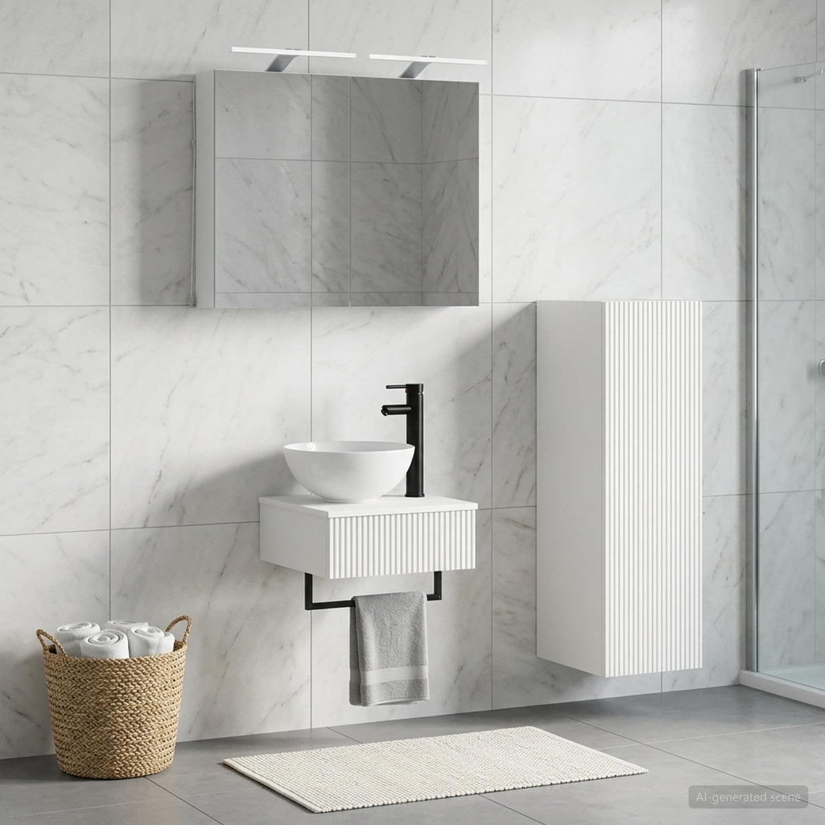 vidaXL Bathroom Cabinet Set 4 pcs White Engineered Wood