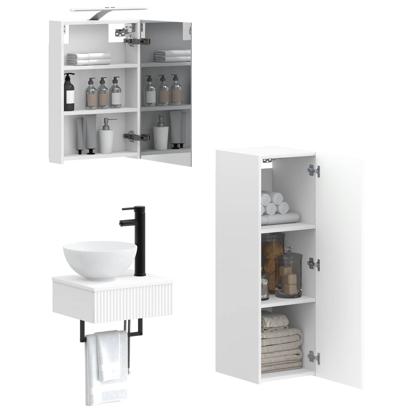 vidaXL Bathroom Cabinet Set 4 pcs White 40 x 10.5 x 60.5 cm
