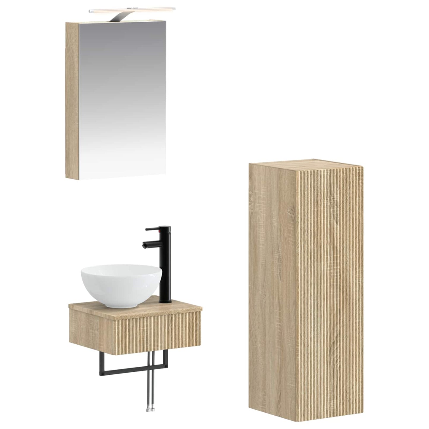 vidaXL Bathroom Cabinet Set 4 pcs Sonoma Oak 40 x 10.5 x 60.5 cm