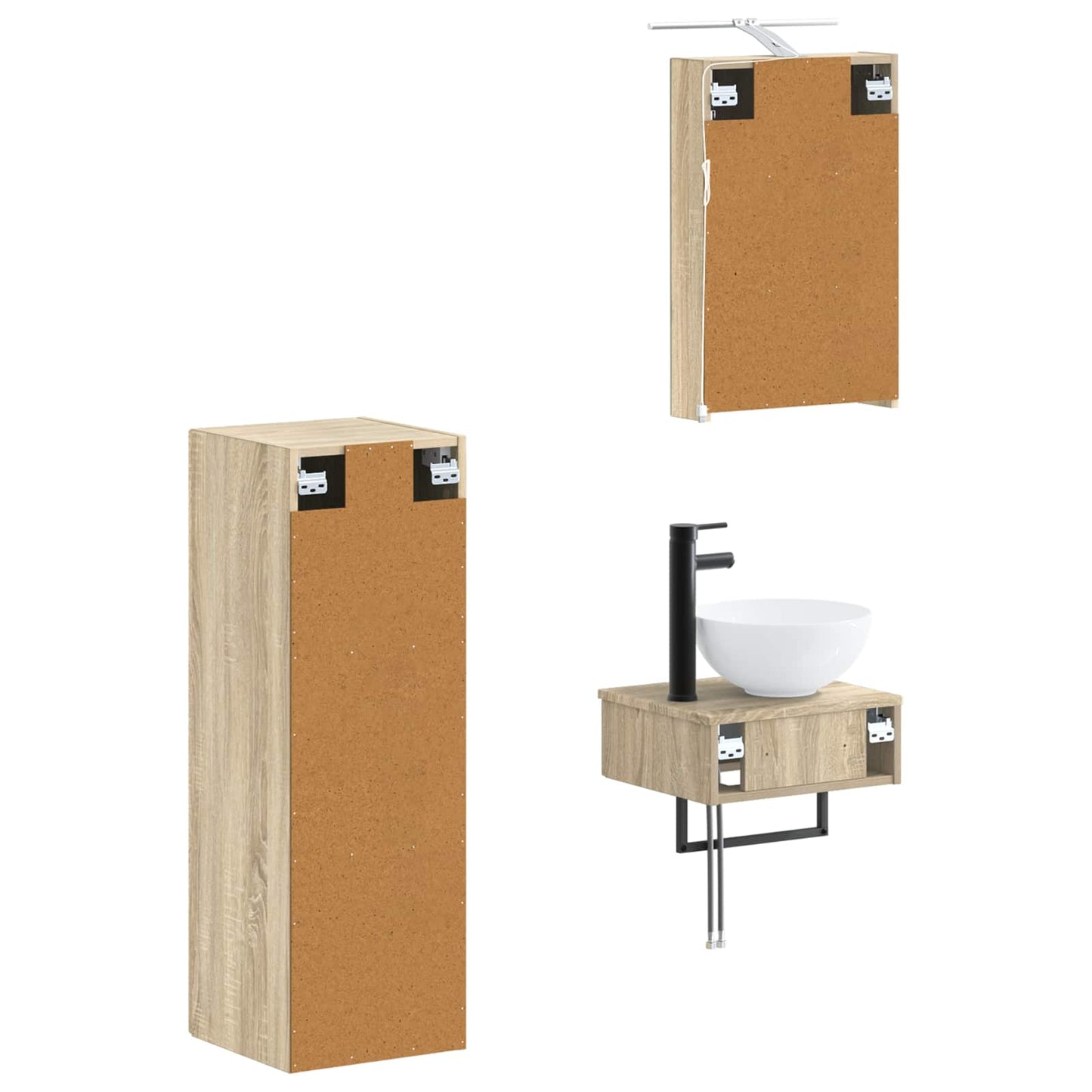 vidaXL Bathroom Cabinet Set 4 pcs Sonoma Oak 40 x 10.5 x 60.5 cm