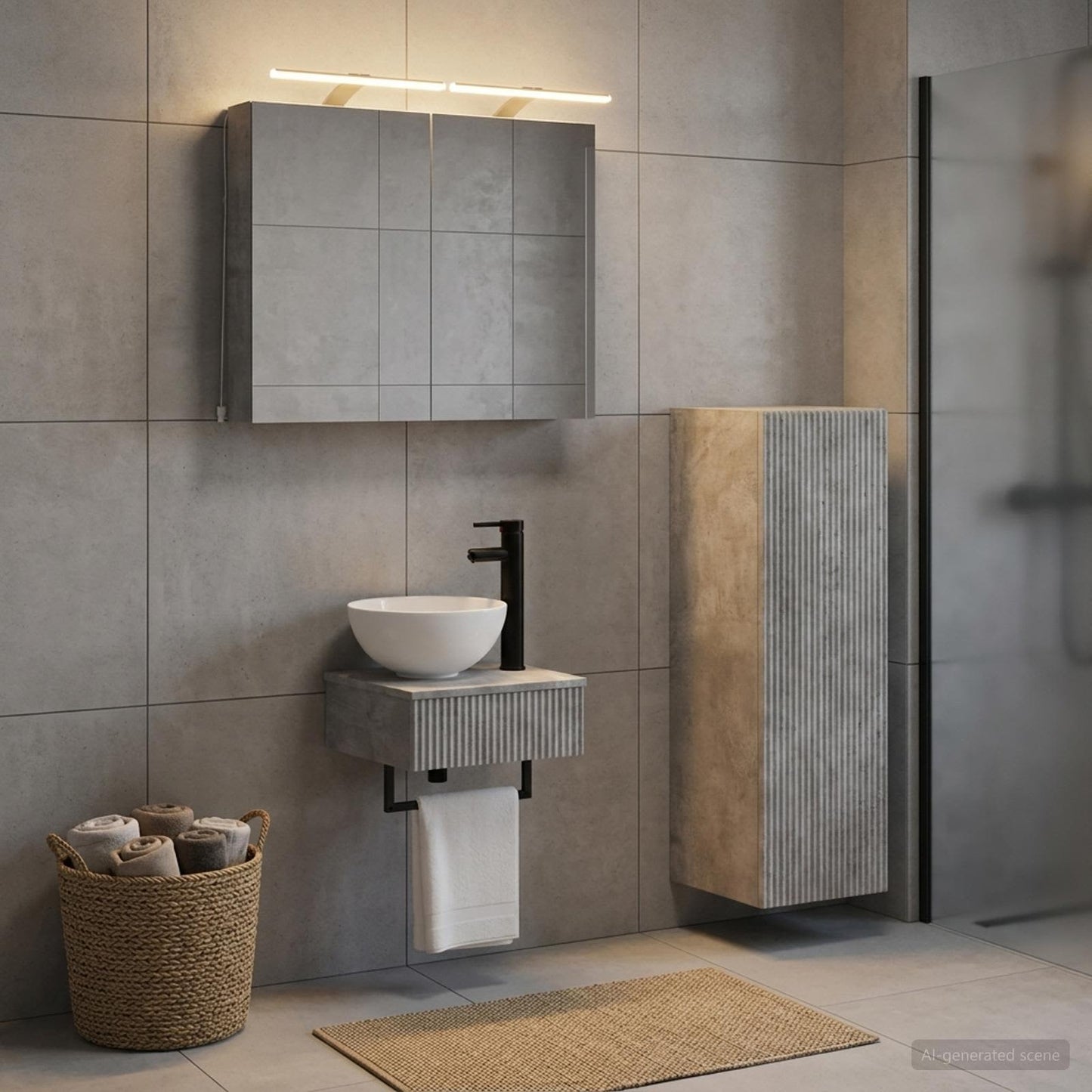 vidaXL Bathroom Cabinet Set 4 pcs Concrete Grey Engineered Wood