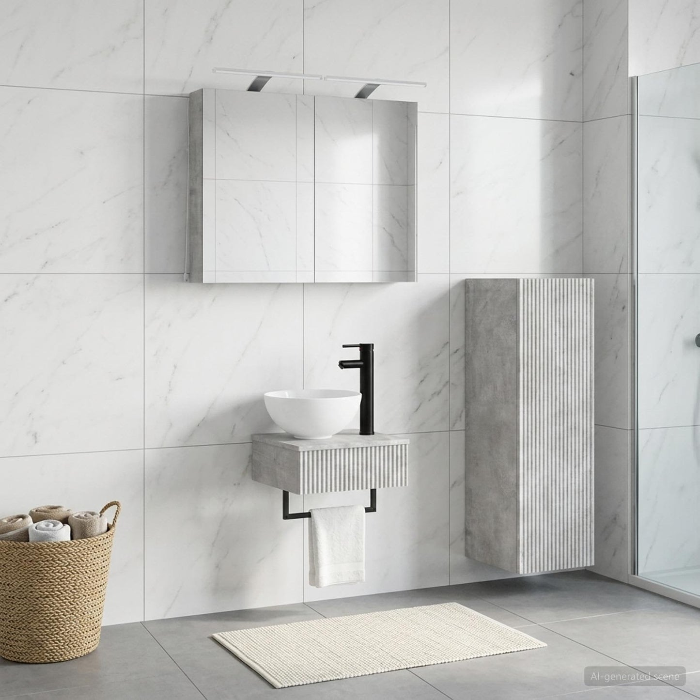 vidaXL Bathroom Cabinet Set 4 pcs Concrete Grey Engineered Wood