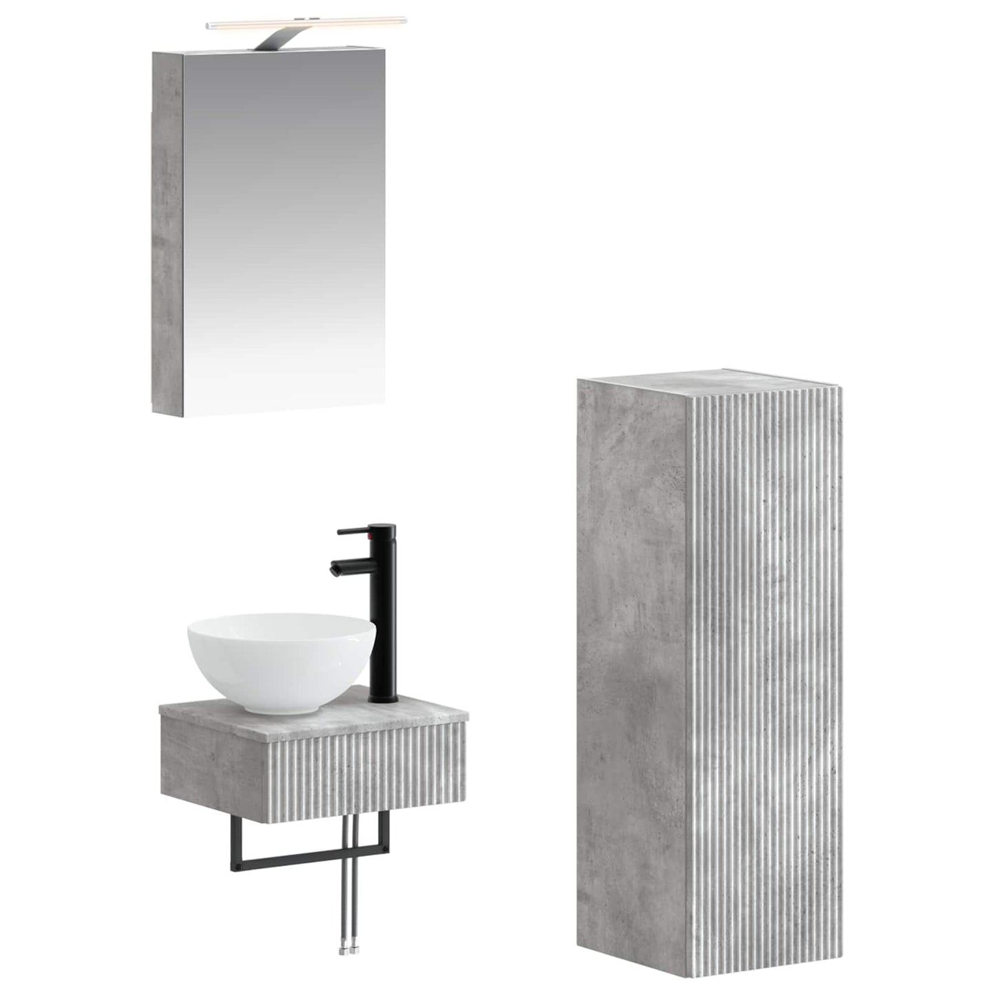 vidaXL Bathroom Cabinet Set 4 pcs Concrete Grey 40 x 10.5 x 60.5 cm