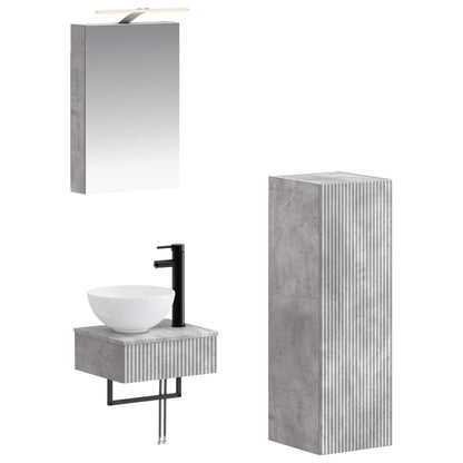 vidaXL Bathroom Cabinet Set 4 pcs Concrete Grey 40 x 10.5 x 60.5 cm