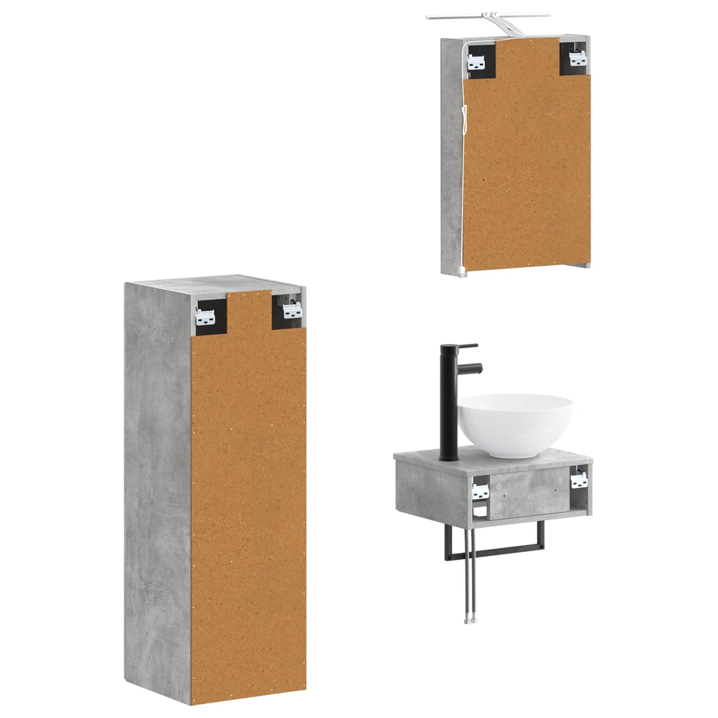 vidaXL Bathroom Cabinet Set 4 pcs Concrete Grey 40 x 10.5 x 60.5 cm