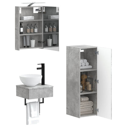 vidaXL Bathroom Cabinet Set 4 pcs Concrete Grey 40 x 10.5 x 60.5 cm