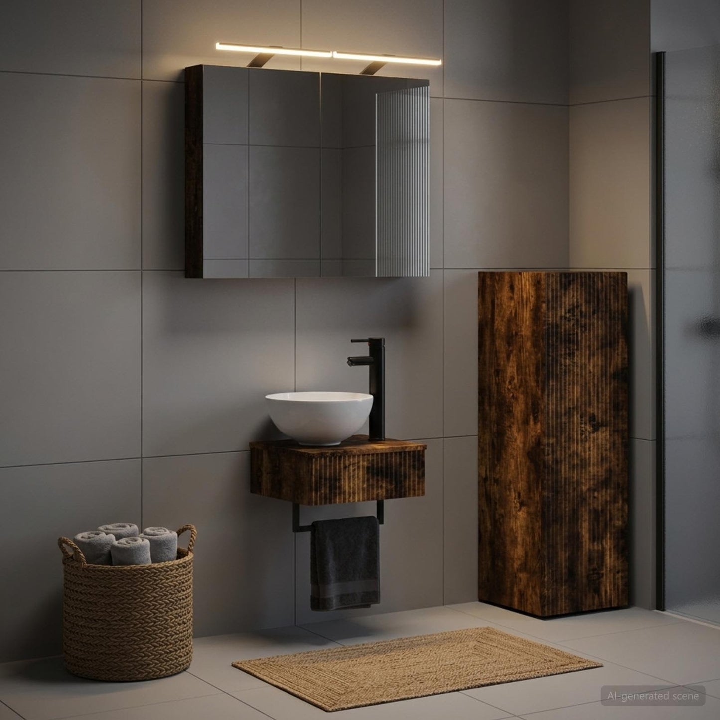 vidaXL Bathroom Cabinet Set 4 pcs Smoked Oak Engineered Wood