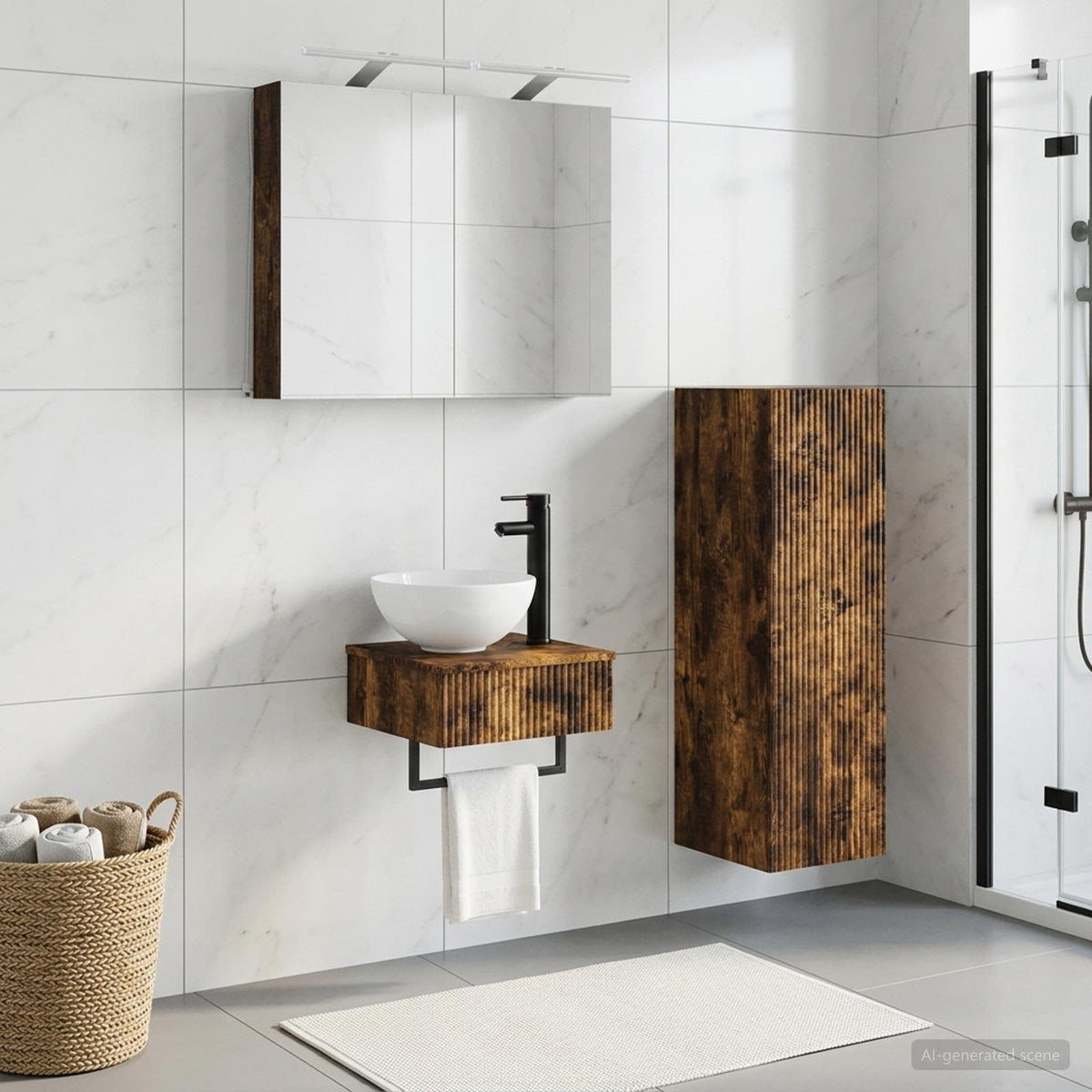 vidaXL Bathroom Cabinet Set 4 pcs Smoked Oak Engineered Wood