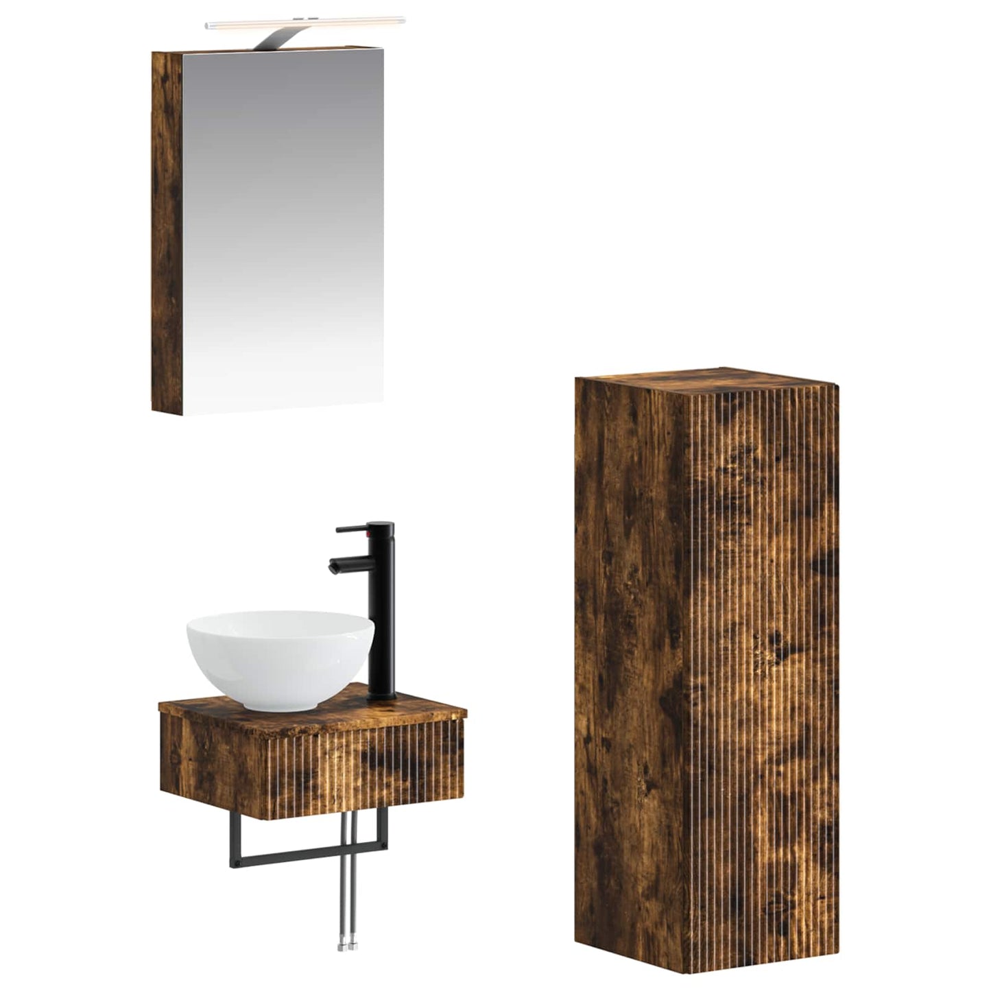 vidaXL Bathroom Cabinet Set 4 pcs Smoked Oak 40 x 10.5 x 60.5 cm