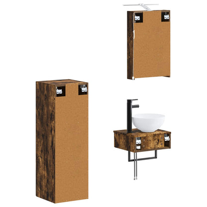 vidaXL Bathroom Cabinet Set 4 pcs Smoked Oak 40 x 10.5 x 60.5 cm