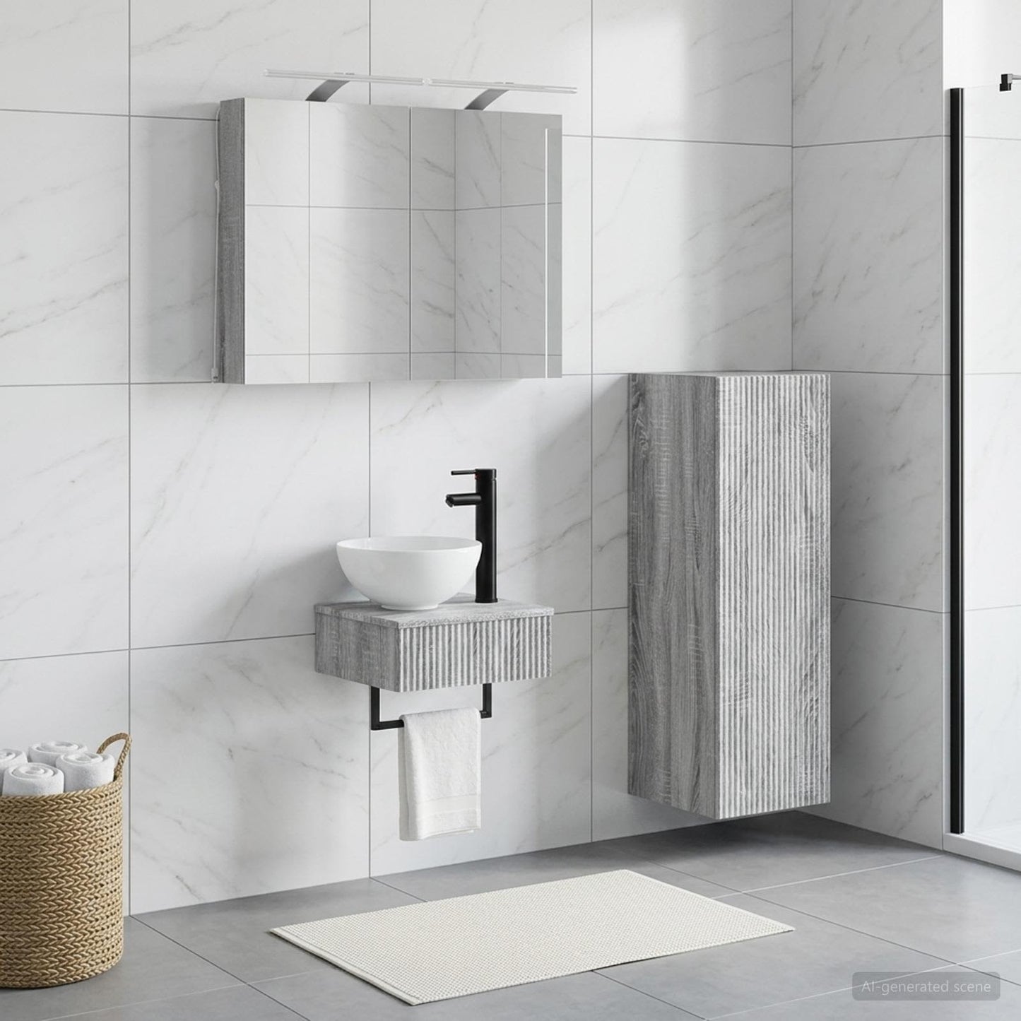 vidaXL Bathroom Cabinet Set 4 pcs Grey Sonoma Engineered Wood
