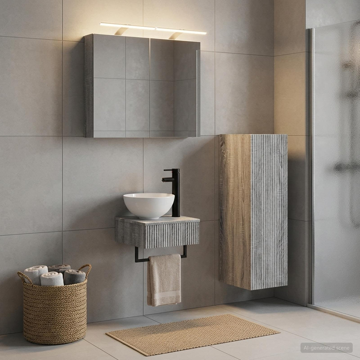 vidaXL Bathroom Cabinet Set 4 pcs Grey Sonoma Engineered Wood