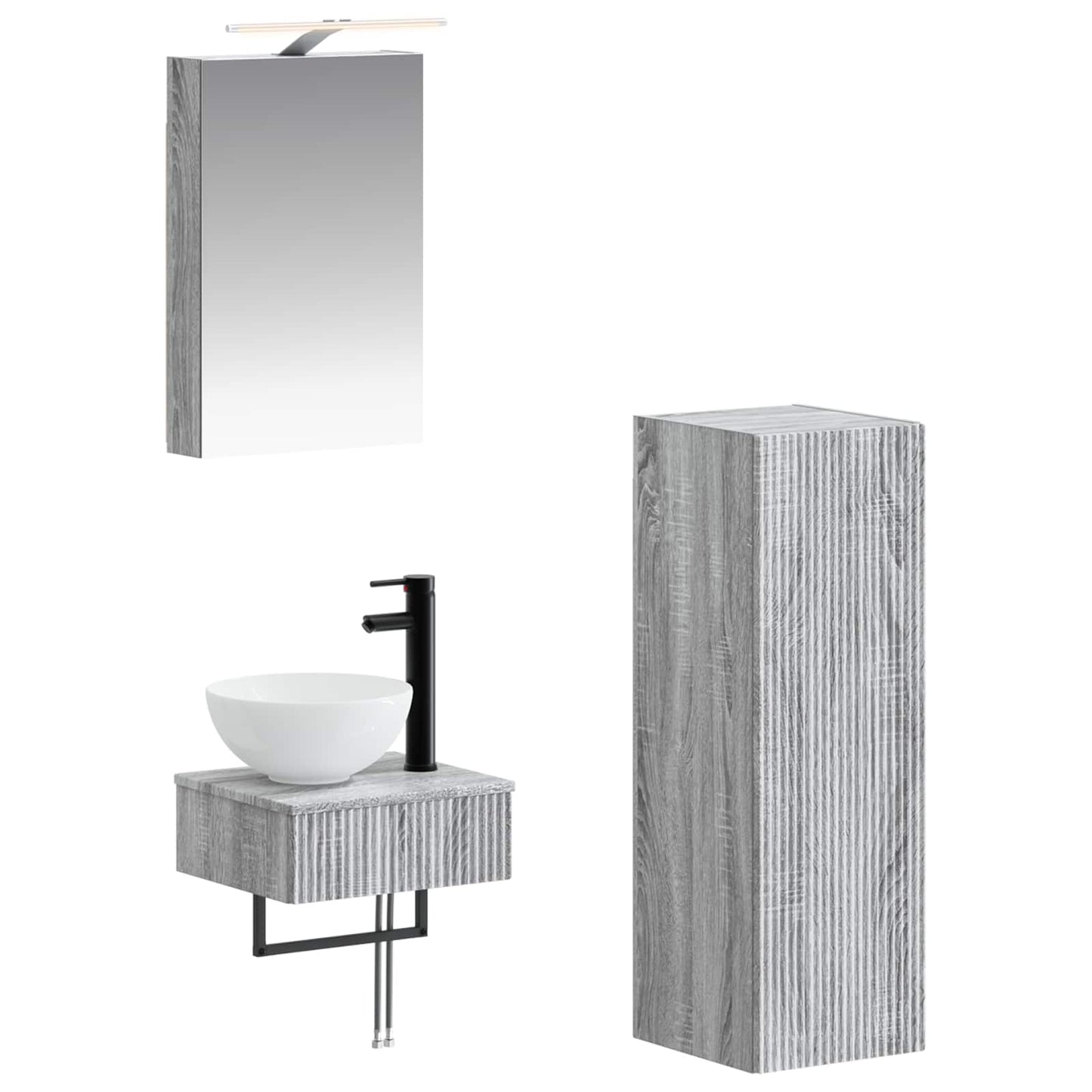 vidaXL Bathroom Cabinet Set 4 pcs Grey Sonoma 40 x 10.5 x 60.5 cm