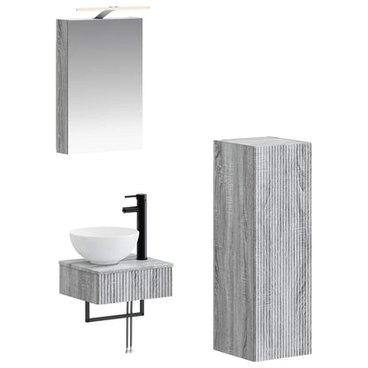 vidaXL Bathroom Cabinet Set 4 pcs Grey Sonoma 40 x 10.5 x 60.5 cm