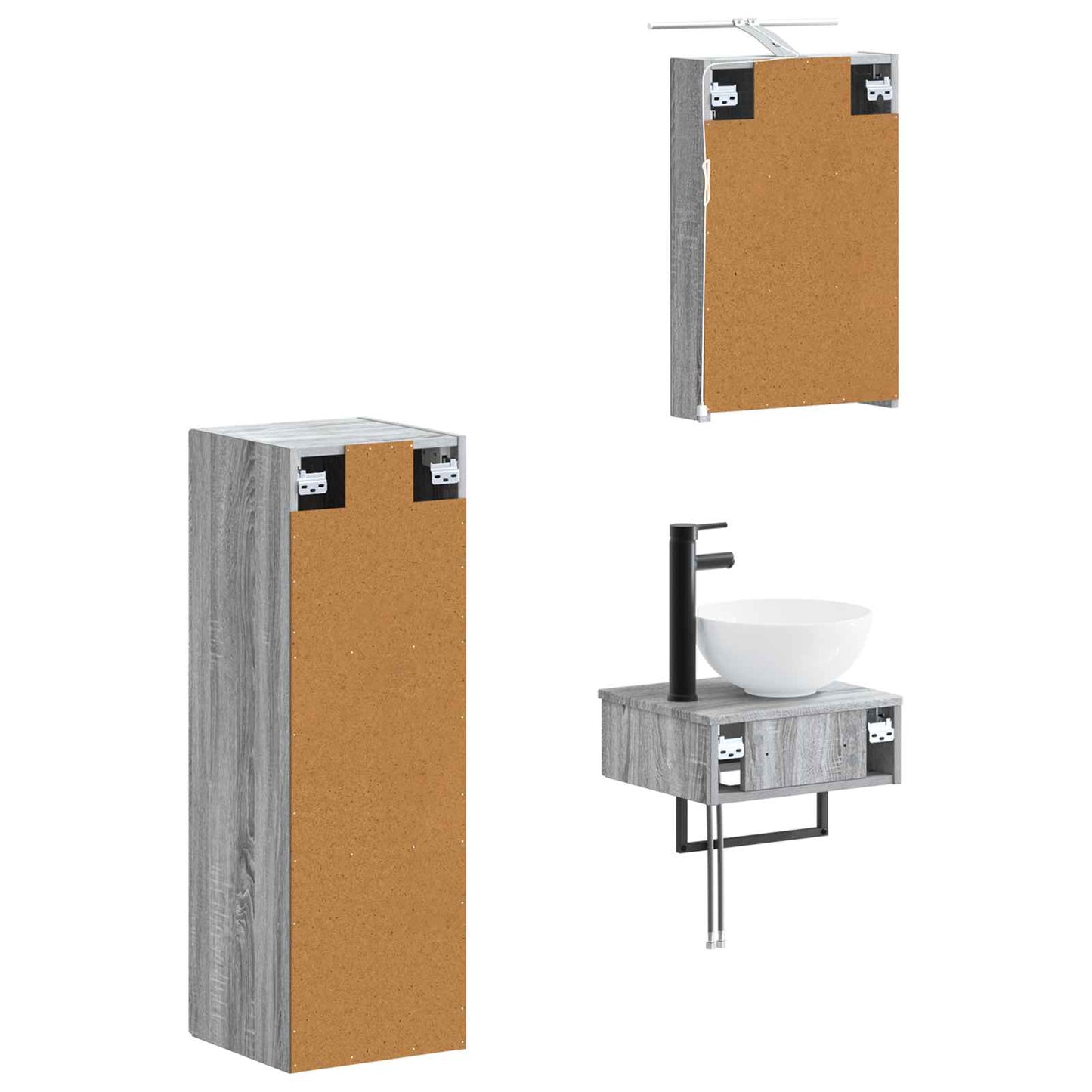 vidaXL Bathroom Cabinet Set 4 pcs Grey Sonoma 40 x 10.5 x 60.5 cm