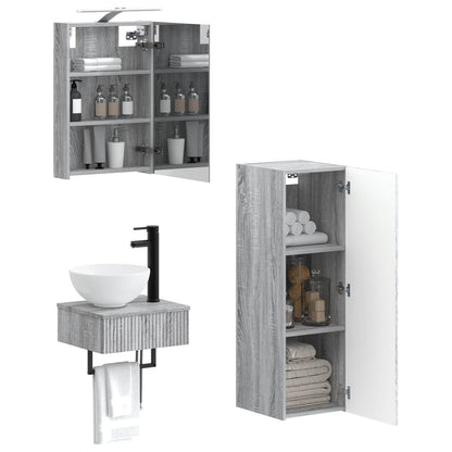 vidaXL Bathroom Cabinet Set 4 pcs Grey Sonoma 40 x 10.5 x 60.5 cm