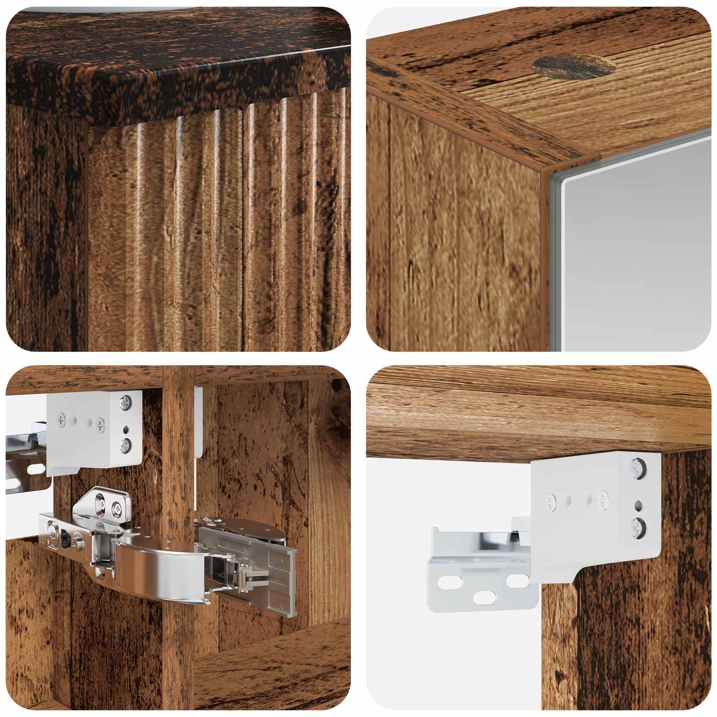vidaXL Bathroom Cabinet Set 4 pcs Old Wood 40 x 10.5 x 60.5 cm