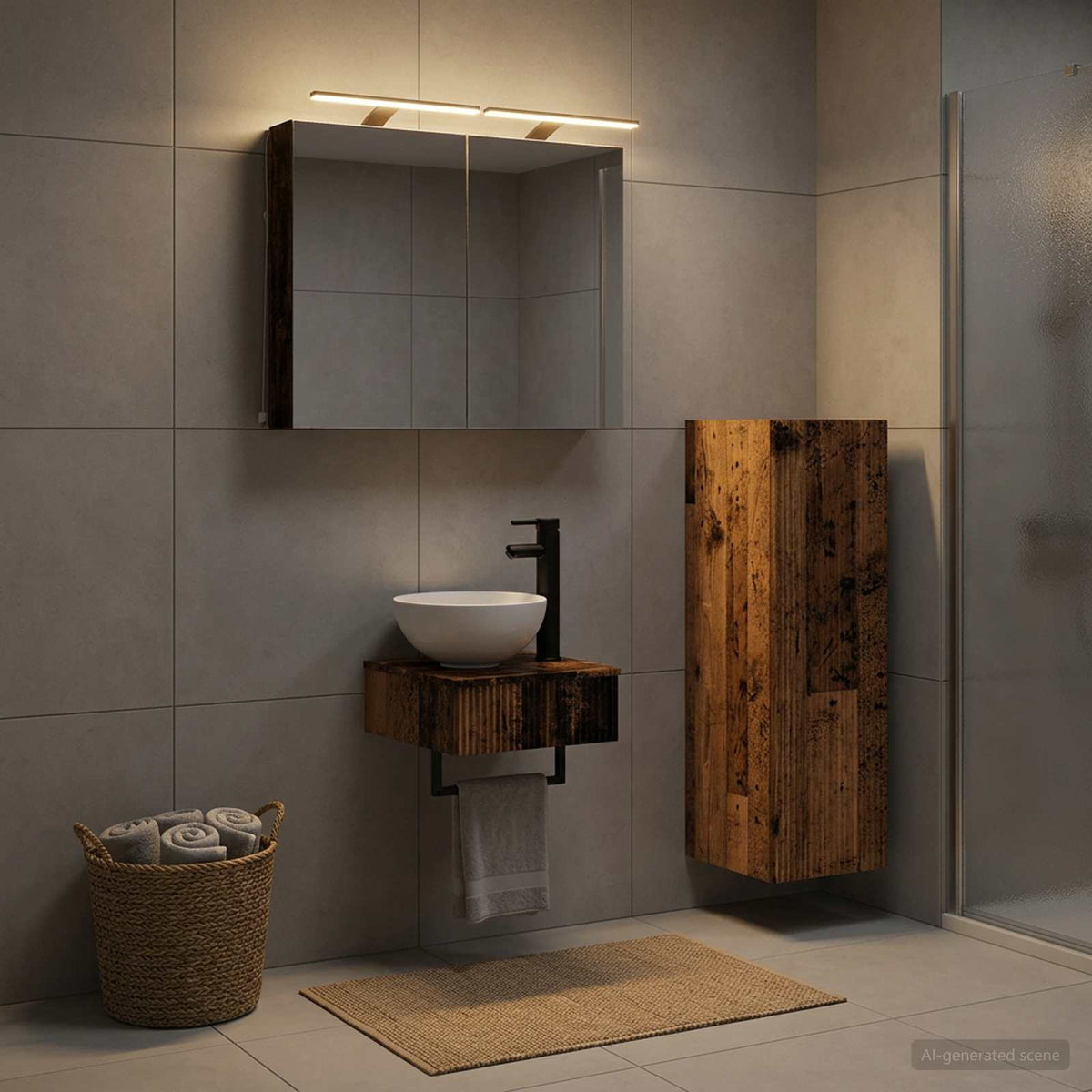 vidaXL Bathroom Cabinet Set 4 pcs Old Wood Engineered Wood