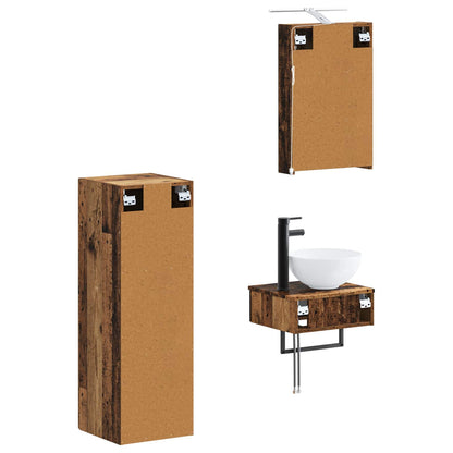 vidaXL Bathroom Cabinet Set 4 pcs Old Wood 40 x 10.5 x 60.5 cm