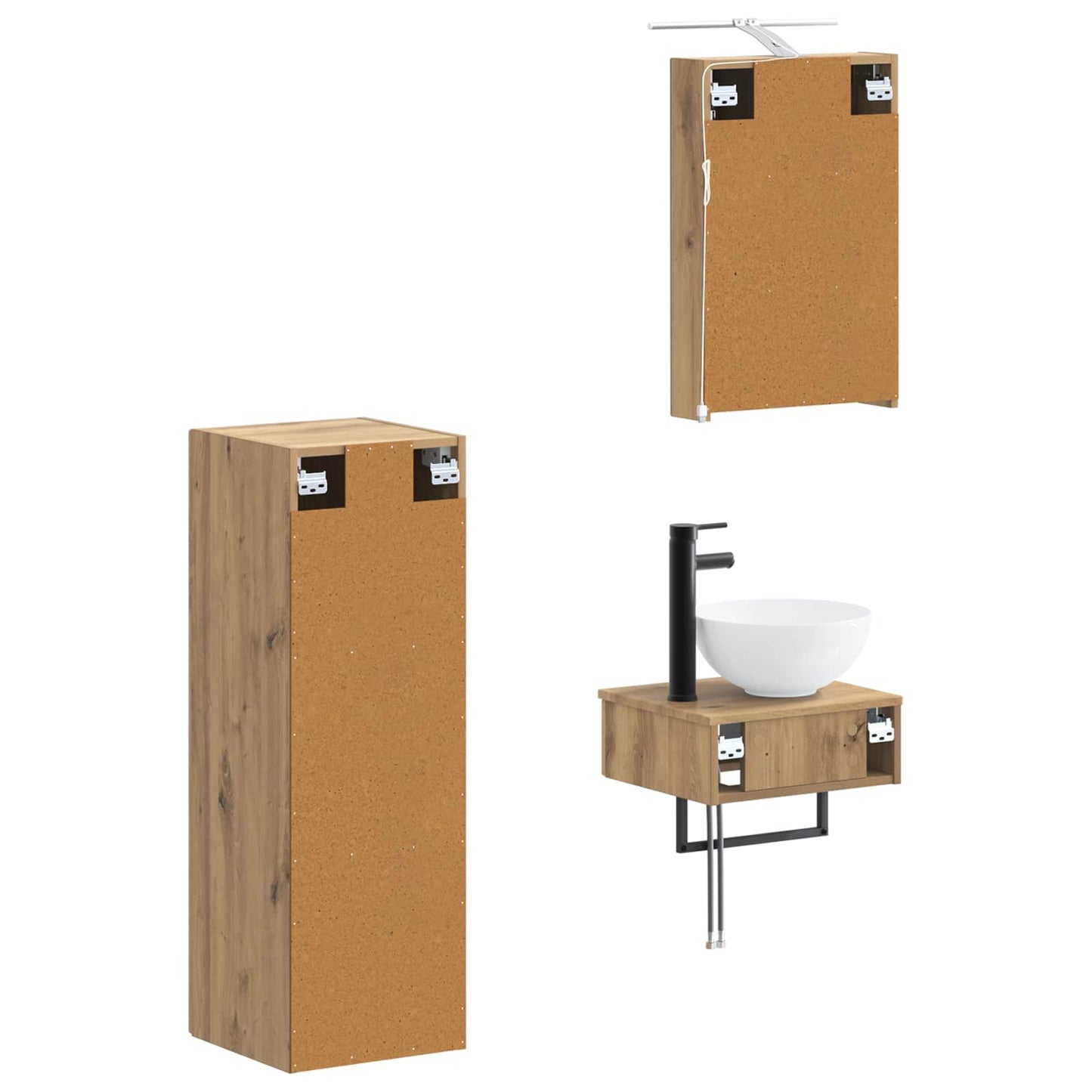 vidaXL Bathroom Cabinet Set 4 pcs Artisan Oak 40 x 10.5 x 60.5 cm