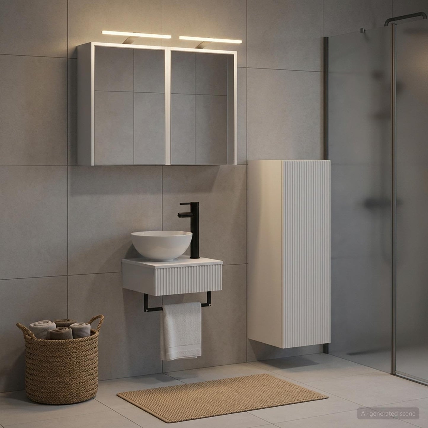 vidaXL Bathroom Cabinet Set 4 pcs White Engineered Wood