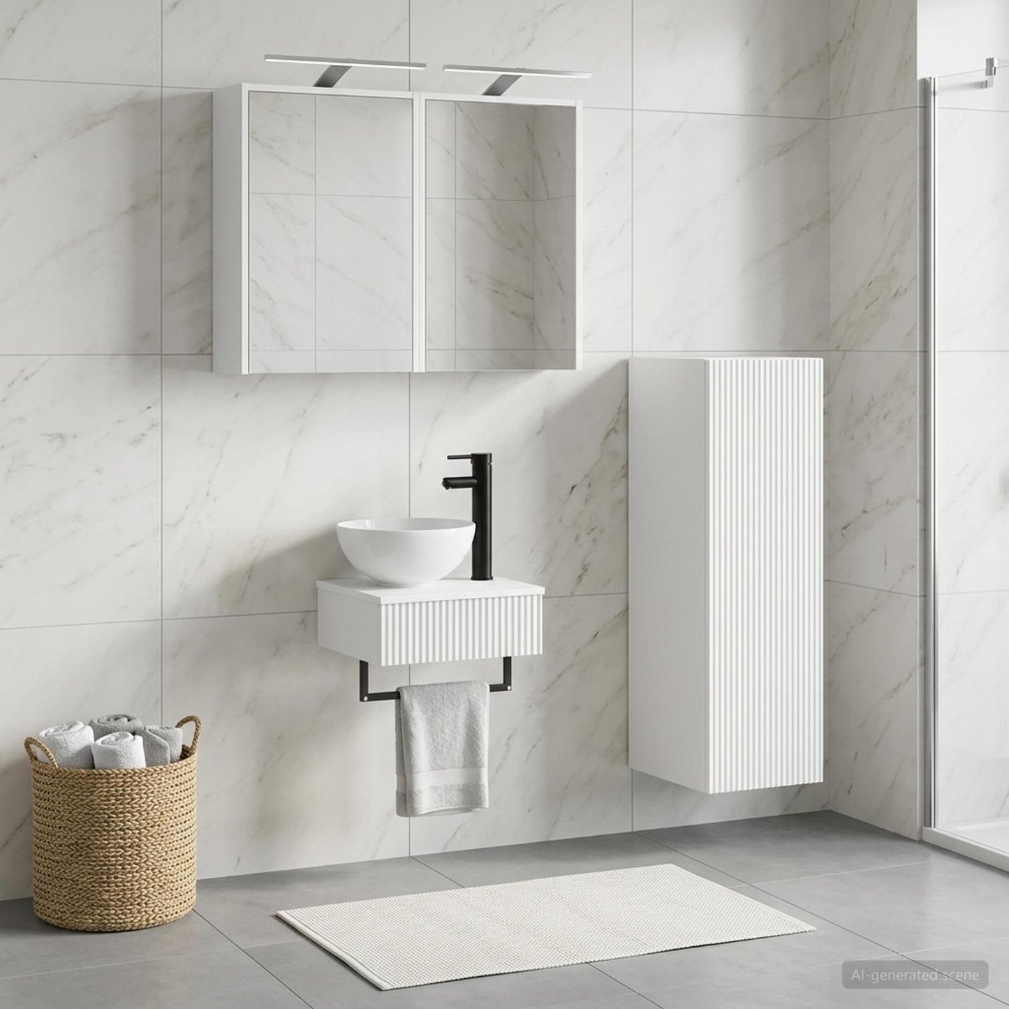 vidaXL Bathroom Cabinet Set 4 pcs White Engineered Wood