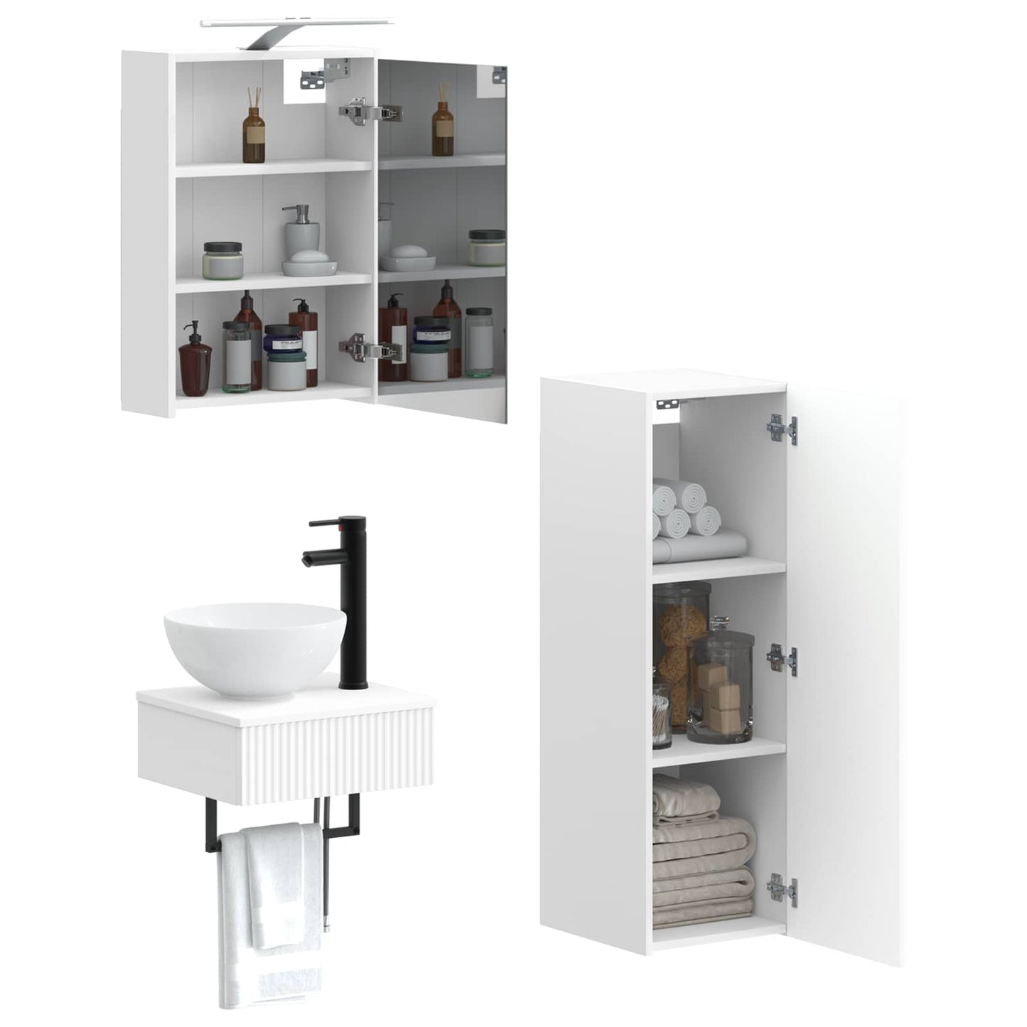 vidaXL Bathroom Cabinet Set 4 pcs White 43 x 16 x 62.5 cm