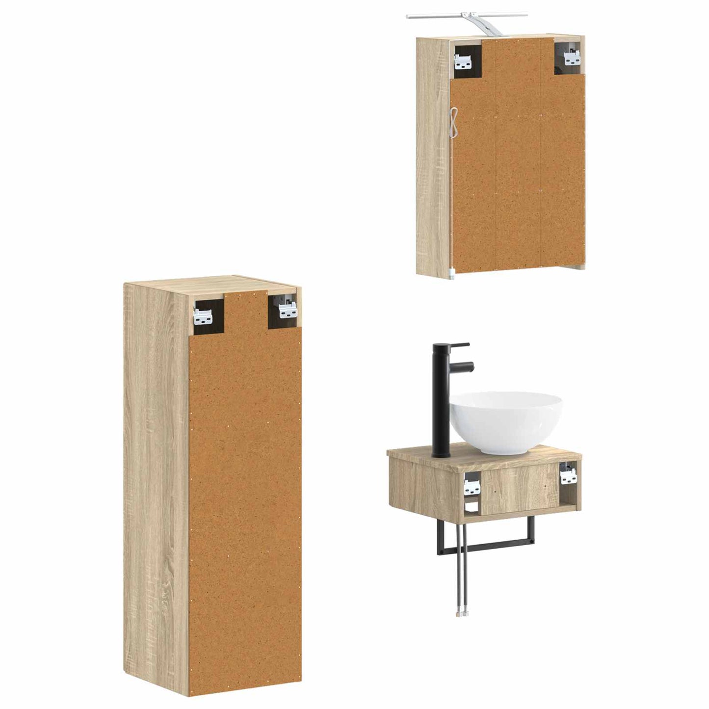 vidaXL Bathroom Cabinet Set 4 pcs Sonoma Oak 43 x 16 x 62.5 cm