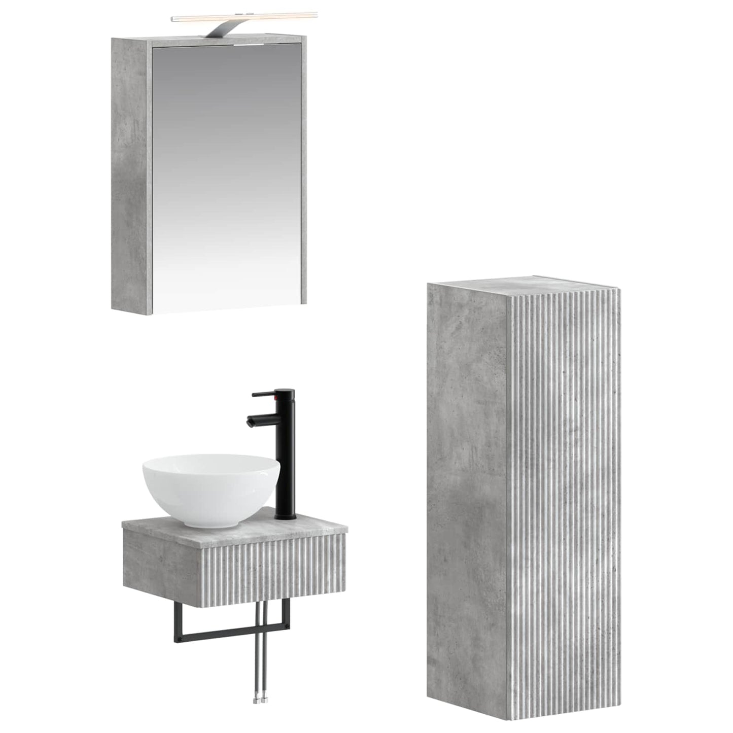 vidaXL Bathroom Cabinet Set 4 pcs Concrete Grey 43 x 16 x 62.5 cm