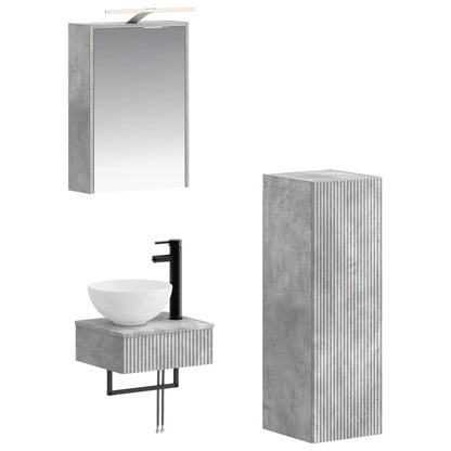 vidaXL Bathroom Cabinet Set 4 pcs Concrete Grey 43 x 16 x 62.5 cm