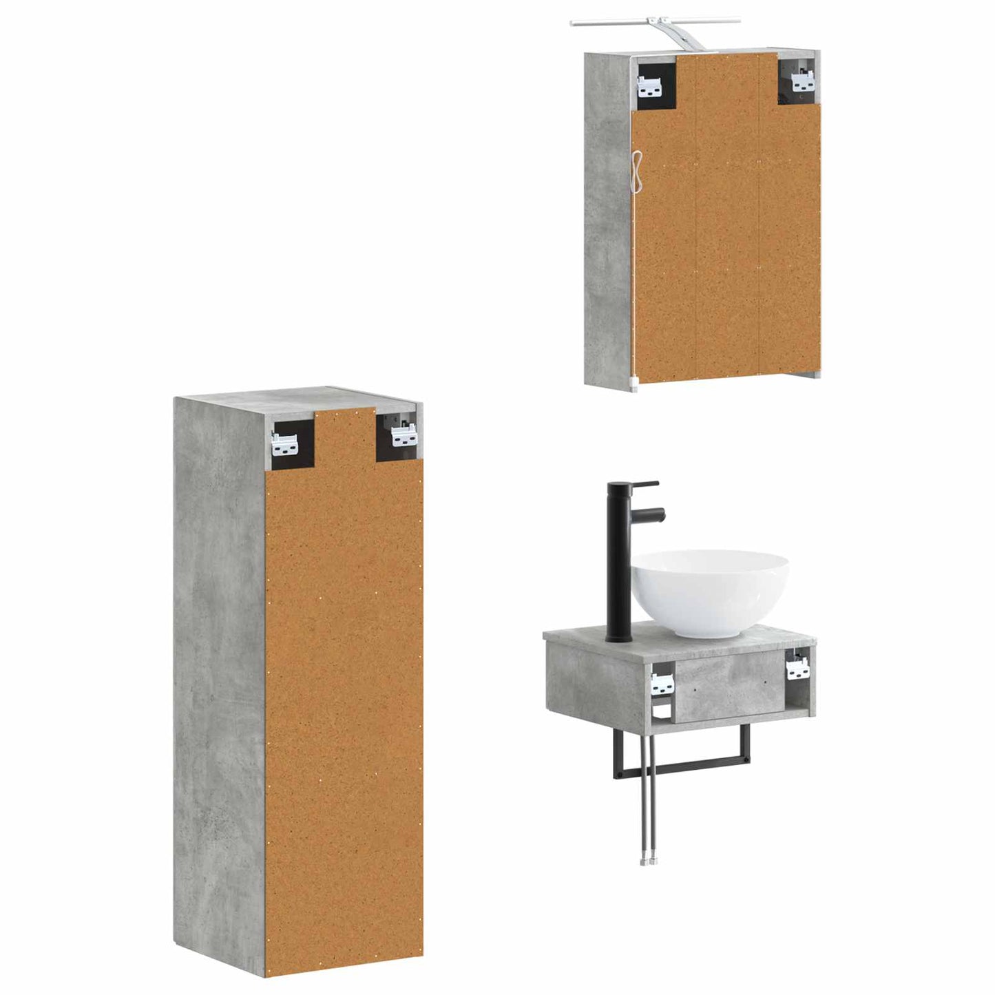 vidaXL Bathroom Cabinet Set 4 pcs Concrete Grey 43 x 16 x 62.5 cm