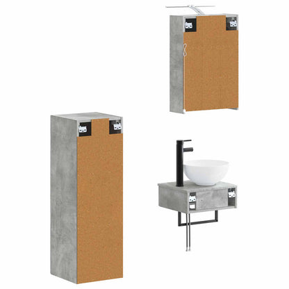 vidaXL Bathroom Cabinet Set 4 pcs Concrete Grey 43 x 16 x 62.5 cm